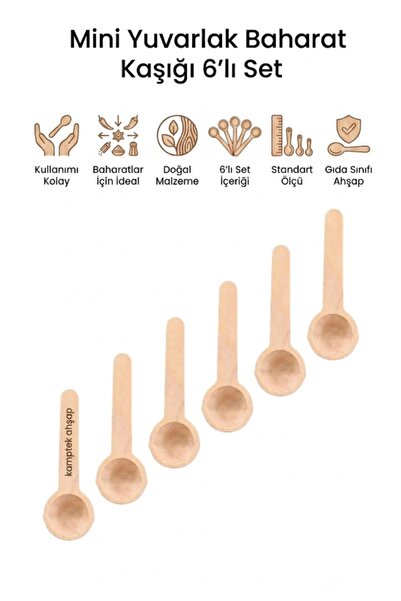 kamptek kamp teknolojisi Kamptek Wooden Round Design Mini Spice Serving Measu...