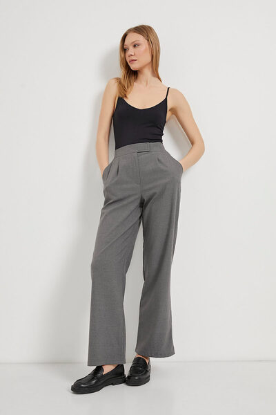 Arma Life Women's Loose Wide Leg Velcro Closure Gray Palazzo Trousers