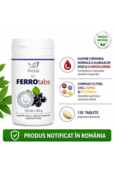 Finclub Supliment alimentar fin Ferrotabs cu fier, zinc, cupru și vitamina C ...
