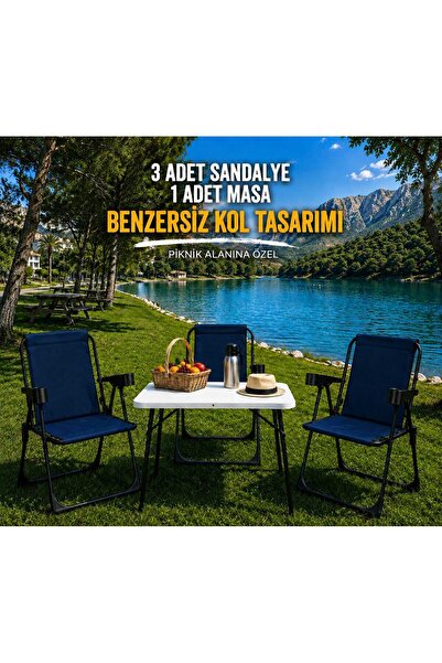 DEKOZUM HOLİDAY Kamp Seti Kamp Sandalyesi Kamp Masası Katlanır Kamp Piknik Se...