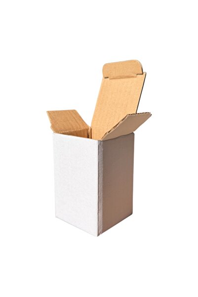 6.5x6.5x10cm Box - 0.1 Desi Box - Double Corrugated Box - White - 25 pcs