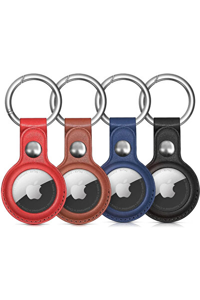 Hurtel Husă din piele PU pentru Apple AirTag - Negru, Maro, Roșu, Albastru - ...