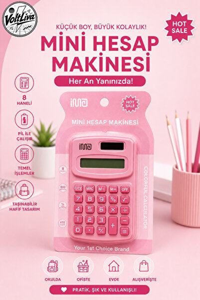 VoltLiva Pembe Mini Hesap Makinesi