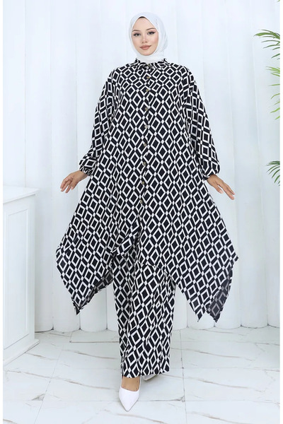 sefamerve Set din două piese pantaloni tunică din țesătură din viscoză 2144-0...