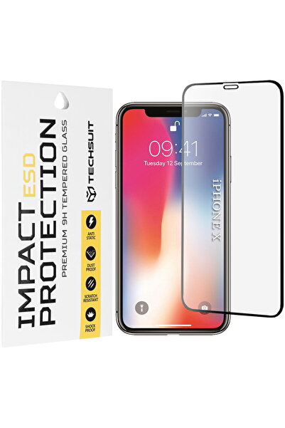 Techsuit Folie pentru iPhone X / iPhone XS / iPhone 11 Pro - Sticlă ESD - Negru
