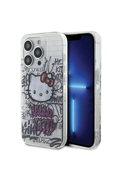 Hello Kitty Husă IML Kitty On Bricks Graffiti pentru iPhone 14 Pro - albă