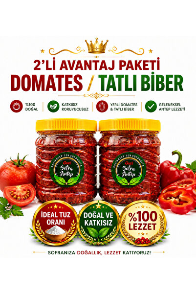 gazisofraantep Tatlı Biber Salçası 2 kg + Domates Salçası 2 kg