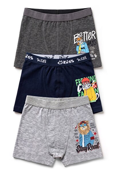 Öts Boxer pentru băieți, 3 piese, imprimate (96% bumbac - 4% elastan)