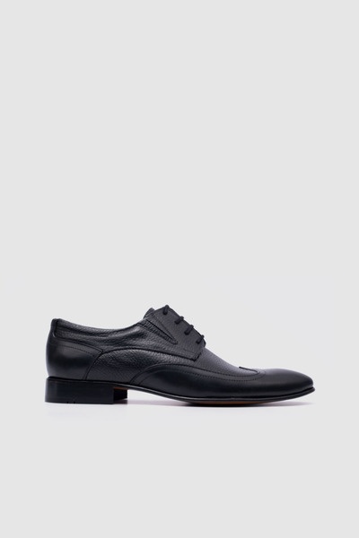 TOGO Men's Black Genuine Leather Laced Classic Shoes [052281]