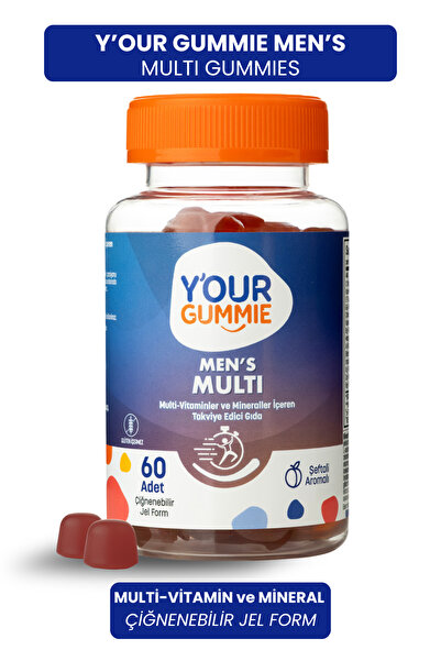 Y'our Gummie Men's Multi Erkek Multivitamin ve Mineral Takviyesi 60 Adet Çiğn...