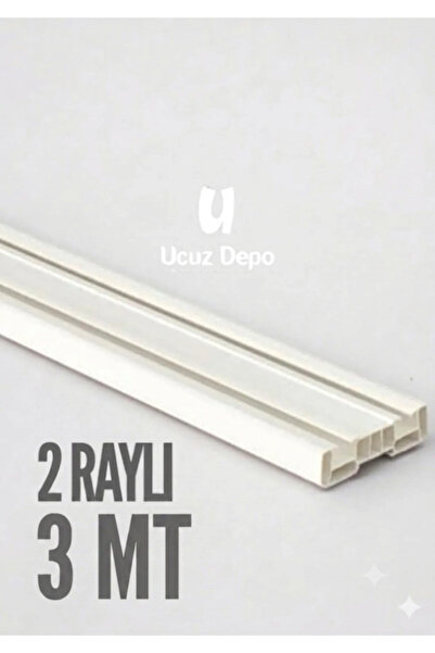 Ucuz Depo 2 Raylı Korniş Perde Rayı 3 MT Kaliteli Sağlam Ambalaj