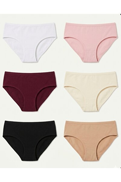Rojinins Women's Mixed Color 6-Pack Cotton Lycra Bato Panties