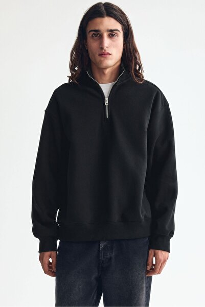H&M Loose Fit Yarım Fermuarlı Sweatshirt