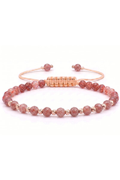 MANAVA Bratara cu 10 bile de Aur 14k si Cuart cherry