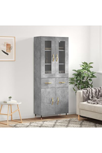 Concept Dulap înalt, gri beton, 69,5x34x180, lemn compozit