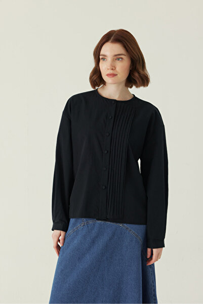 ZÜLAYS Ribbed Low Sleeve Shirt Black