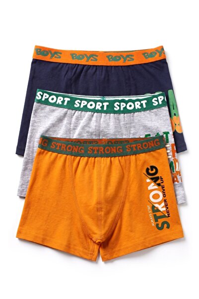 Öts Erkek Çocuk Boxer 3'lü Baskılı (%96 Pamuk - %4 Elastan)