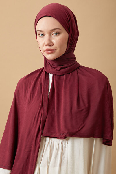 ZÜLAYS شال قطني ممشط باللون العنابي