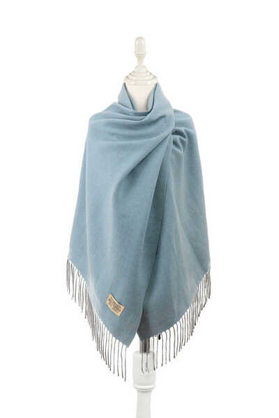 Bursa İpek Blue Beige Double Sided Winter Shawl