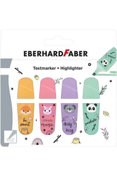 Faber Castell Комплект хайлайтъри с животински мотиви, 4 броя, EBERHARD FABER