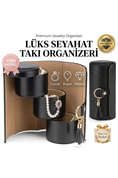 e-life shop Luxury Cylinder Jewelry Organizer Travel Jewelry Box Accessory St...