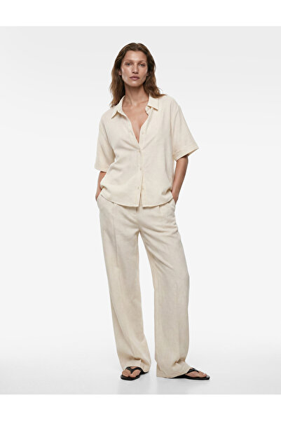 Koton Regular Fit Short Sleeve Buttoned Linen Blend Summer Shirt