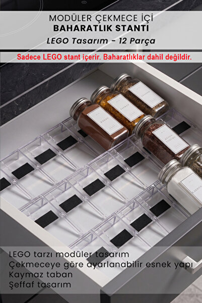 KHAKMA Modüler Çekmece İçi Baharatlık Standı LEGO Tasarım Birleştirilebilir D...