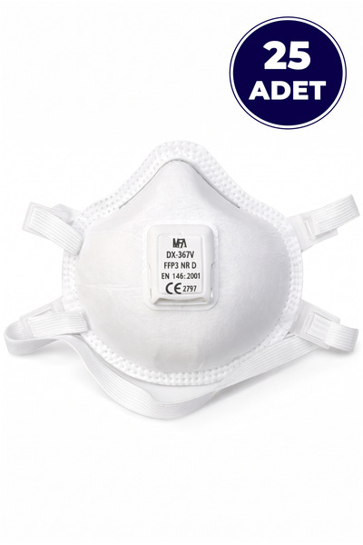 MFA 25 ADET FFP3 Aktif Karbon Ventilli Maske Toz Partikül Koruyucu Profesyone...