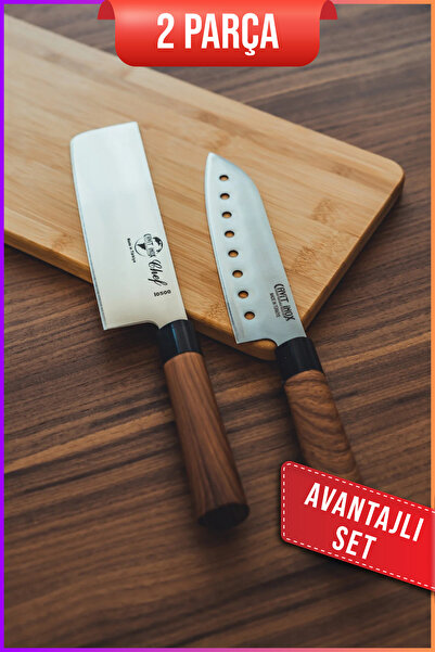 Cavit İnox ŞEF BIÇAĞI SETİ SANTOKU NAKİRİ ŞEF BIÇAĞI