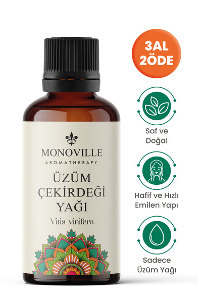 Monoville Üzüm Çekirdeği Yağı 30 ml Soğuk Sıkım Saf ve Doğal (Grape Seed Oil)