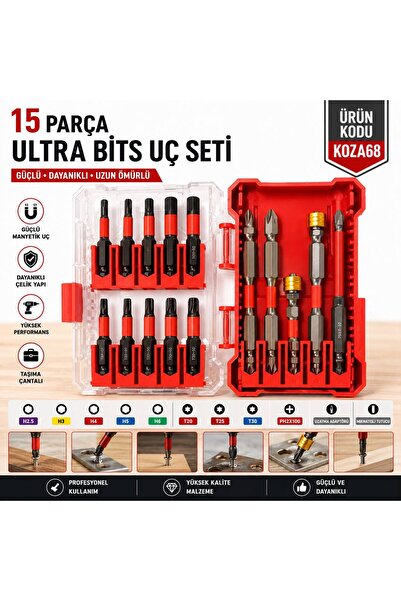 Keyfi Sepet 14 Parça Çift Katlı Manyetik Vida Uç Seti Profesyonel Bits Tornav...
