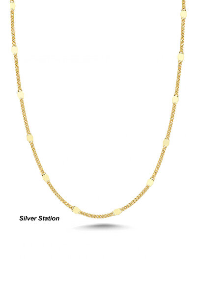 Silver Station Altın Renk 925 Ayar Gümüş Kolye - Aynalı Zincir Kolye 40-45-50...