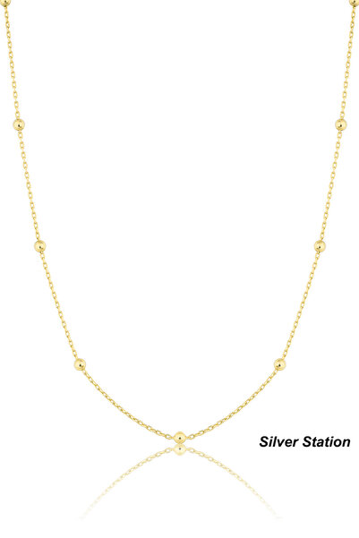 Silver Station Kadın Altın Renk 925 Ayar Gümüş Kolye - Top Zincir Gold Kolye ...