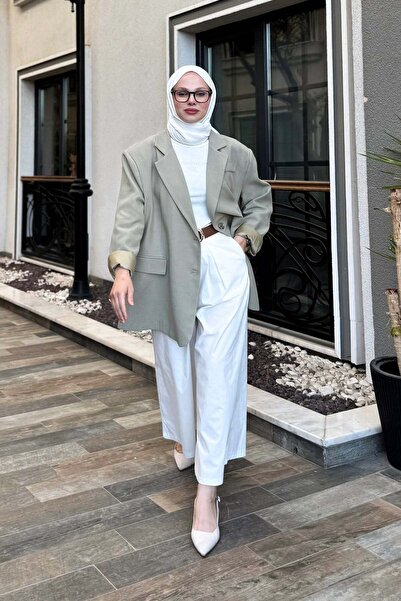 MERVE KAYKISIZ Oversize İki Düğmeli Ceket Efl Yeşil