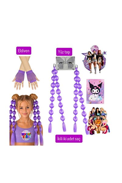 3b kids KUROMİ KPOP MANIFEST Perucă și mănuși, set de accesorii pentru păr și...
