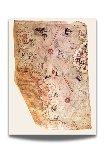 Rosaart Piri Reis Dünya Haritası Posteri 1513 Vintage Antik Harita Tablo Duva...