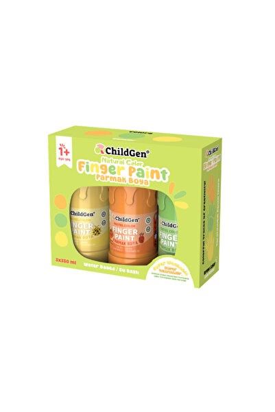 ChildGen Süper Yıkanabilir 3'lü Parmak Boya Pastel Set (3x350ml) (Turuncu-Sar...