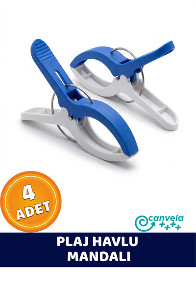 CANVELA 4 Adet Mavi Beyaz XXL Büyük Boy Şezlong Plaj Havlu Mandalı Halı Asma ...