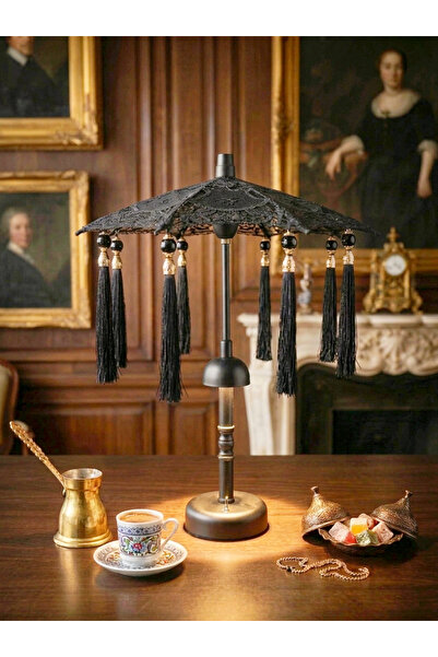 Agbtrend Şarjlı LED Lambalı Dekoratif Bali Masa Şemsiyesi - 40 cm Kablosuz Ab...