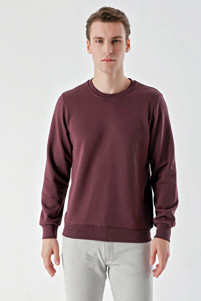 Morven Tricou pentru bărbați Plum Basic Crew Neck