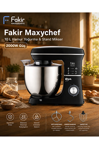 Fakir Maxychef Hamur Yoğurma & Stand Mikser 10 Lt 2000w Siyah