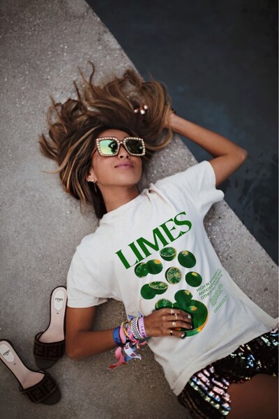 The Champ Clothing Limes Written Lemon Design T-shirt za žene, bela, veće vel...