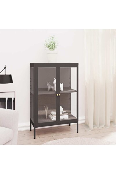 Concept Servantă, antracit, 75x35x105 cm, oțel și sticlă