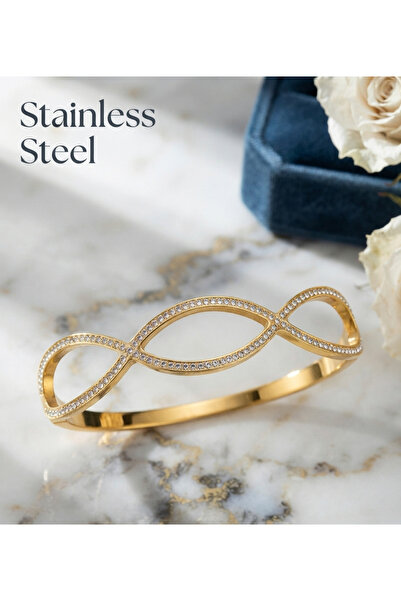 stainless steell Steel Gold Color Handcuff Bracelet