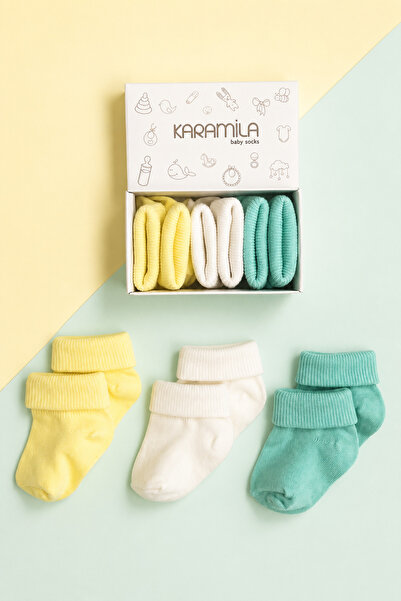 KARAMİLA 3'lü Set Bebek Bambu Çorap -Baby Bamboo Socks - Yenidoğan Çorap