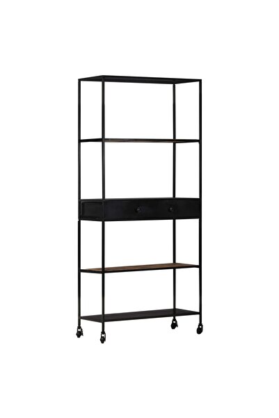 Concept Bibliotecă, 90x35x180 cm, lemn mango nefinisat & fier
