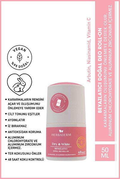 Herbaderm Beyazlatıcı Doğal Deo Roll-On 50 ml