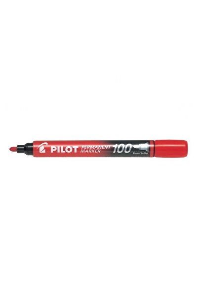 Pilot Marker permanent P100, diverse culori, vârf rotund 1,0 mm, roșu