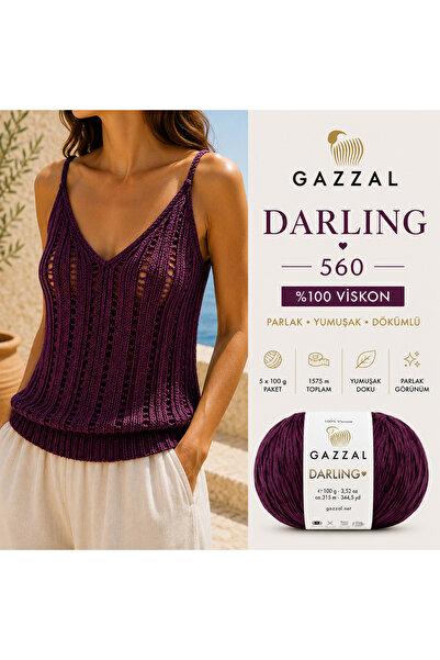 Gazzal Darling 100% viscoză fir de tricotat manual, pachet de 5, 500 gr, fir ...
