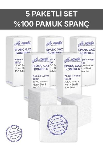 Alban Spanç Gazlı Bez 7,5x7,5cm 16 Katlı 500 Adet - Yüksek Emici, Yapışmayan,...